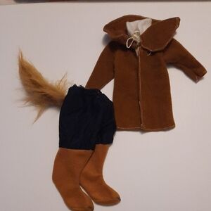 Black and Tan Doll Costume Set with Brown Coat and Leggings